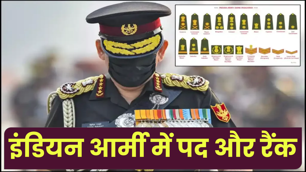 इंडियन आर्मी में पद और रैंक | Indian Army Rank List in Hindi